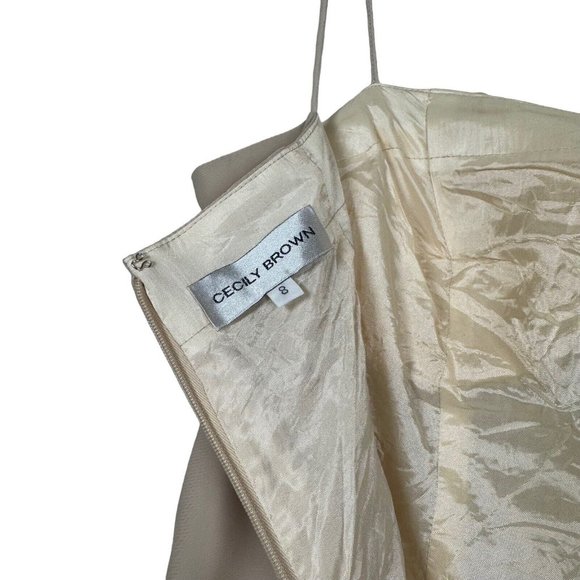 Size 8 CECILY Brown Champagne Beige Beaded Dress - Picture 13 of 15